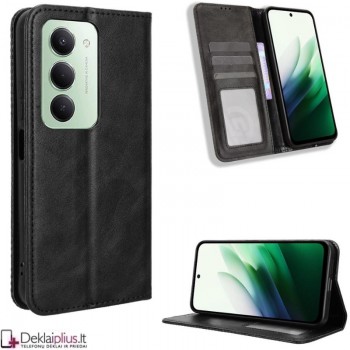 Dirbtinės odos atverčiamas dėklas su skyreliais - juodas (Xiaomi Redmi 15 5G) Dirbtinės odos atverčiamas dėklas su skyreliais - juodas (Xiaomi Redmi 15 5G)